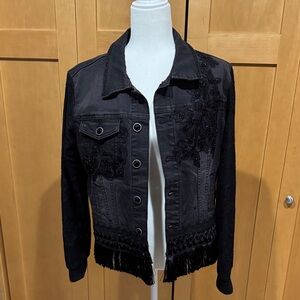 Desigual Black Embroidered Jean Jacket